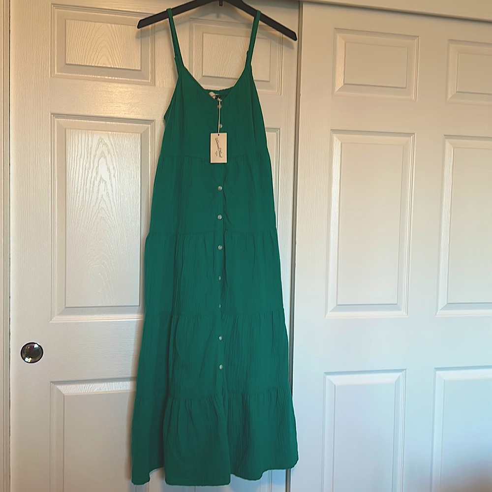 Teal spaghetti strip summer dress